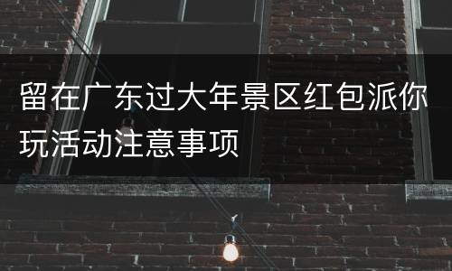 留在广东过大年景区红包派你玩活动注意事项