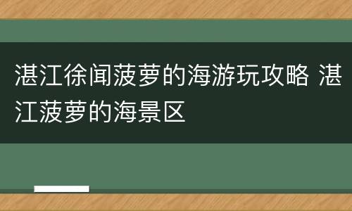 湛江徐闻菠萝的海游玩攻略 湛江菠萝的海景区
