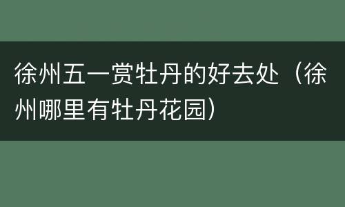 徐州五一赏牡丹的好去处（徐州哪里有牡丹花园）