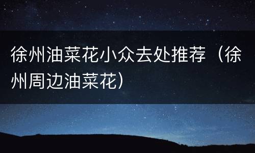 徐州油菜花小众去处推荐（徐州周边油菜花）