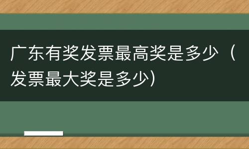 广东有奖发票最高奖是多少（发票最大奖是多少）