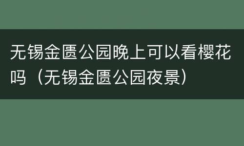 无锡金匮公园晚上可以看樱花吗（无锡金匮公园夜景）
