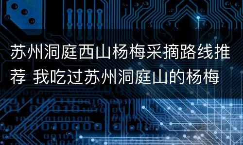 苏州洞庭西山杨梅采摘路线推荐 我吃过苏州洞庭山的杨梅