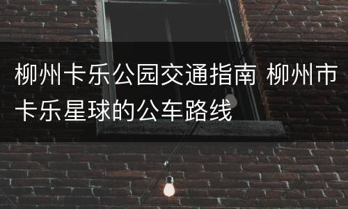 柳州卡乐公园交通指南 柳州市卡乐星球的公车路线
