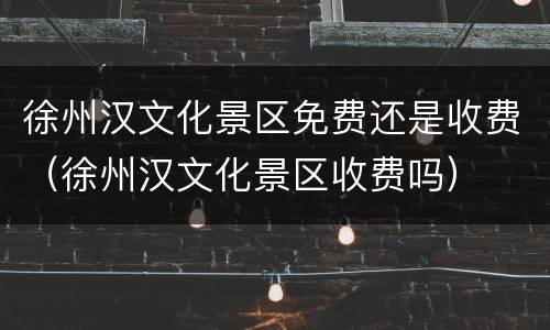 徐州汉文化景区免费还是收费（徐州汉文化景区收费吗）