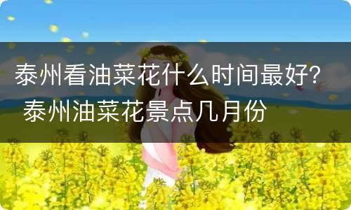 泰州看油菜花什么时间最好？ 泰州油菜花景点几月份