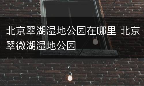 北京翠湖湿地公园在哪里 北京翠微湖湿地公园