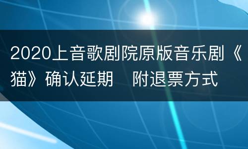 2020上音歌剧院原版音乐剧《猫》确认延期   附退票方式