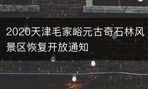 2020天津毛家峪元古奇石林风景区恢复开放通知