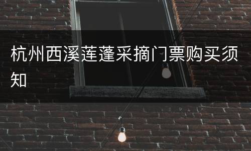 杭州西溪莲蓬采摘门票购买须知