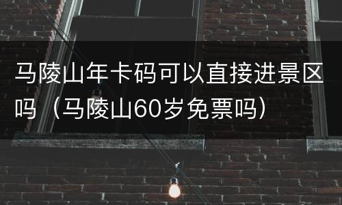 马陵山年卡码可以直接进景区吗（马陵山60岁免票吗）