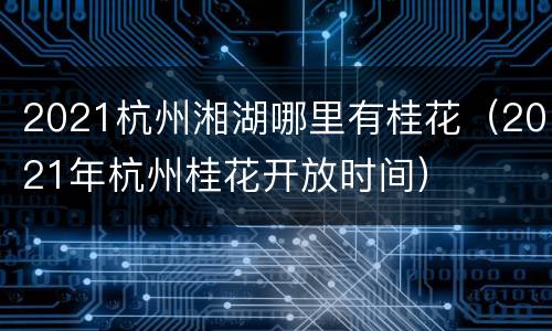 2021杭州湘湖哪里有桂花（2021年杭州桂花开放时间）