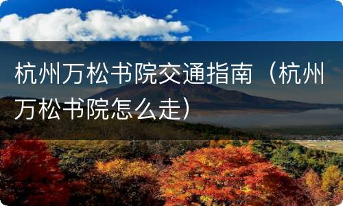 杭州万松书院交通指南（杭州万松书院怎么走）