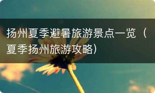 扬州夏季避暑旅游景点一览（夏季扬州旅游攻略）