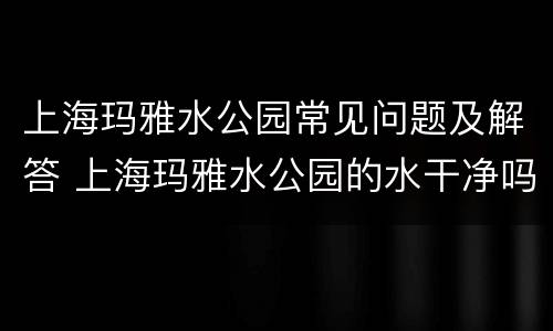 上海玛雅水公园常见问题及解答 上海玛雅水公园的水干净吗
