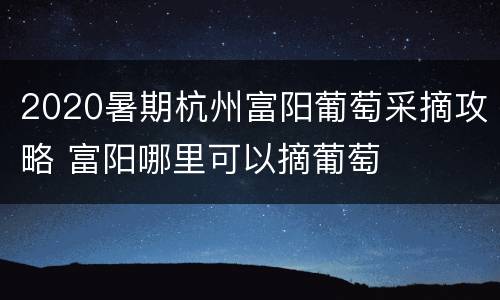 2020暑期杭州富阳葡萄采摘攻略 富阳哪里可以摘葡萄