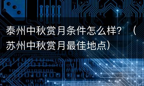 泰州中秋赏月条件怎么样？（苏州中秋赏月最佳地点）