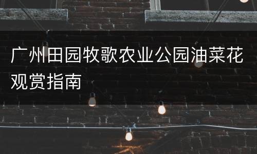 广州田园牧歌农业公园油菜花观赏指南