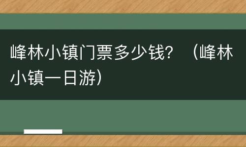 峰林小镇门票多少钱？（峰林小镇一日游）