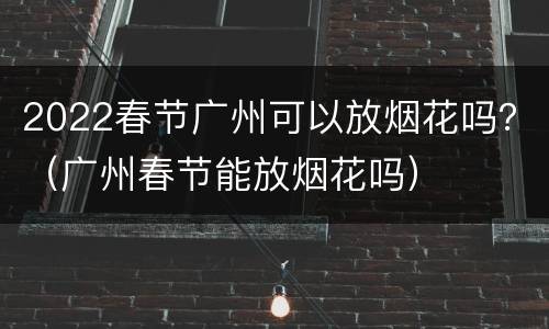 2022春节广州可以放烟花吗？（广州春节能放烟花吗）