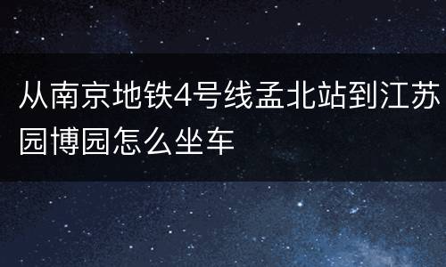 从南京地铁4号线孟北站到江苏园博园怎么坐车