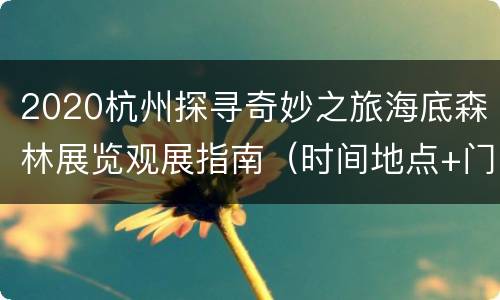 2020杭州探寻奇妙之旅海底森林展览观展指南（时间地点+门票+购票须知）