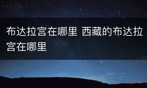 布达拉宫在哪里 西藏的布达拉宫在哪里