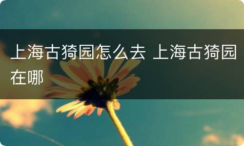 上海古猗园怎么去 上海古猗园在哪
