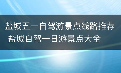 盐城五一自驾游景点线路推荐 盐城自驾一日游景点大全