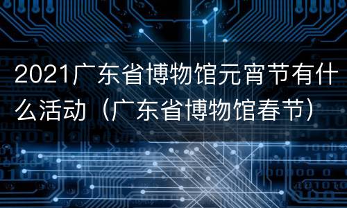 2021广东省博物馆元宵节有什么活动（广东省博物馆春节）