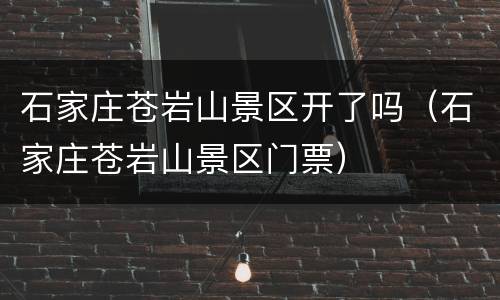 石家庄苍岩山景区开了吗（石家庄苍岩山景区门票）