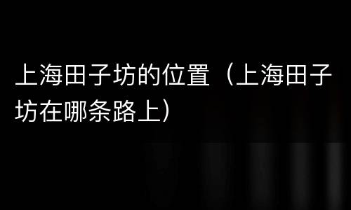 上海田子坊的位置（上海田子坊在哪条路上）