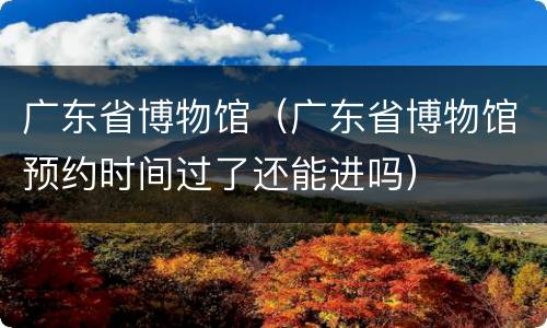 广东省博物馆（广东省博物馆预约时间过了还能进吗）