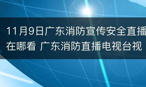 11月9日广东消防宣传安全直播在哪看 广东消防直播电视台视频