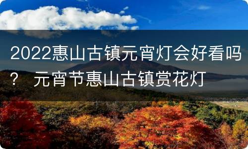 2022惠山古镇元宵灯会好看吗？ 元宵节惠山古镇赏花灯