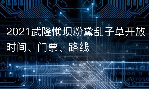 2021武隆懒坝粉黛乱子草开放时间、门票、路线
