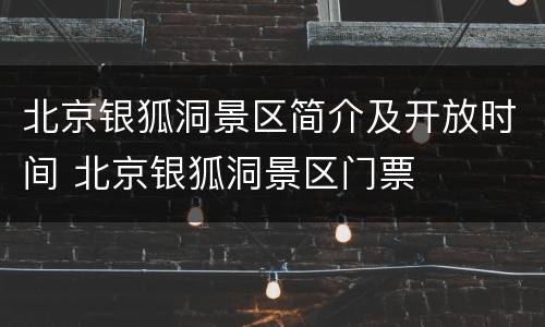 北京银狐洞景区简介及开放时间 北京银狐洞景区门票