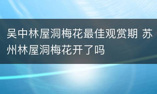 吴中林屋洞梅花最佳观赏期 苏州林屋洞梅花开了吗