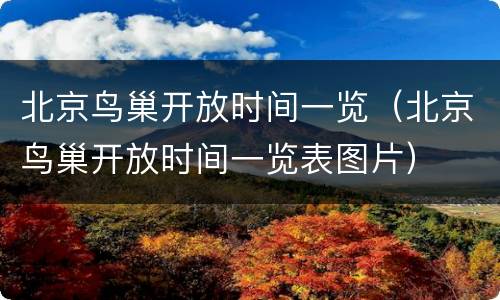北京鸟巢开放时间一览（北京鸟巢开放时间一览表图片）