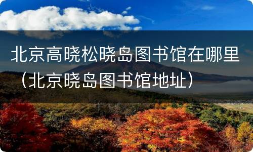北京高晓松晓岛图书馆在哪里（北京晓岛图书馆地址）