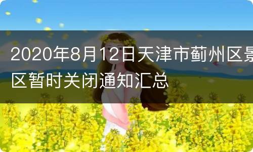 2020年8月12日天津市蓟州区景区暂时关闭通知汇总
