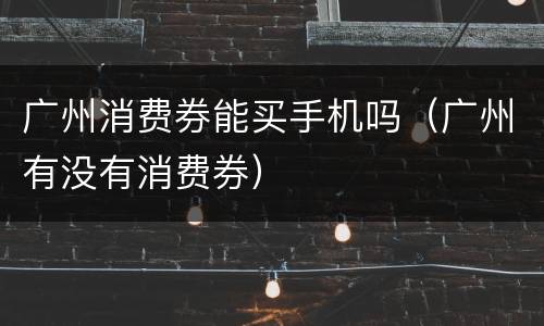 广州消费券能买手机吗（广州有没有消费券）
