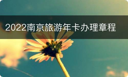 2022南京旅游年卡办理章程