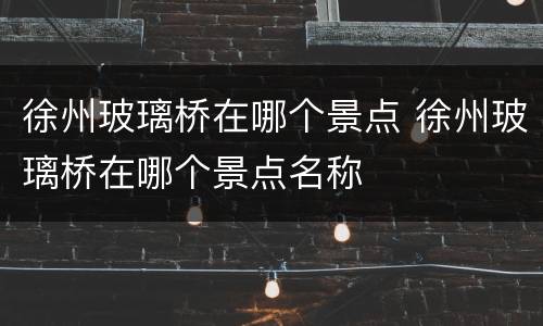 徐州玻璃桥在哪个景点 徐州玻璃桥在哪个景点名称