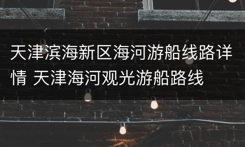 天津滨海新区海河游船线路详情 天津海河观光游船路线