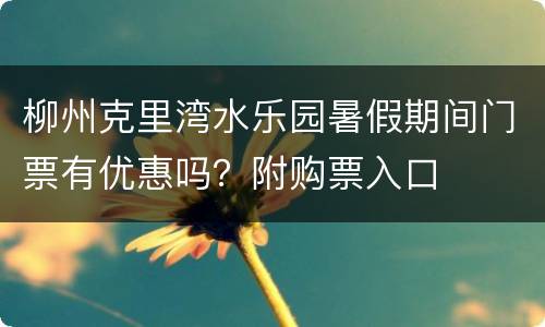 柳州克里湾水乐园暑假期间门票有优惠吗？附购票入口