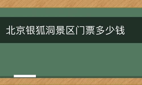 北京银狐洞景区门票多少钱