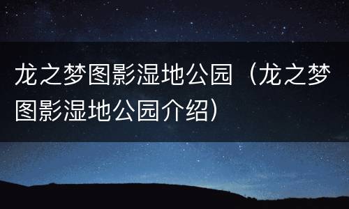 龙之梦图影湿地公园（龙之梦图影湿地公园介绍）