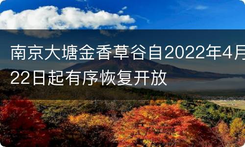 南京大塘金香草谷自2022年4月22日起有序恢复开放