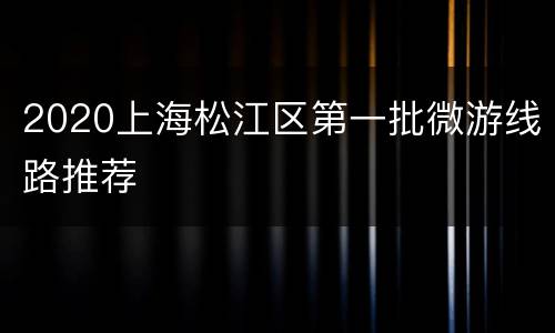 2020上海松江区第一批微游线路推荐